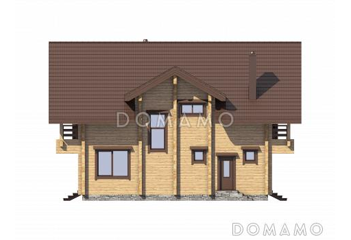 Проект дома из бруса с гостевым блоком / Фасад 3