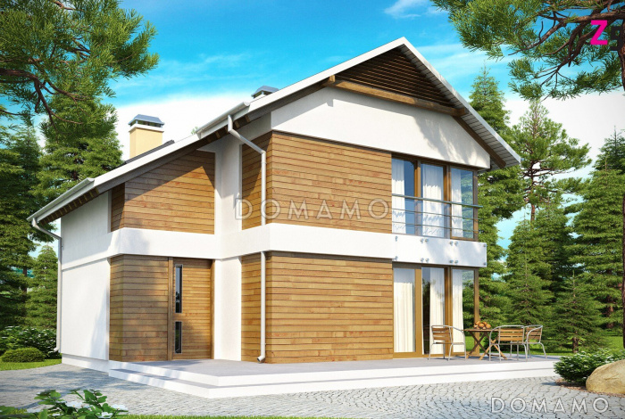 Проект компактного двухэтажного дома из газобетона с тремя спальнями Проект компактного двухэтажного дома из газобетона с тремя спальнями