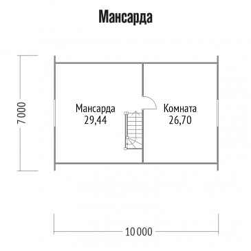 Проект каркасного дома с небольшими габаритами / План мансардного этажа