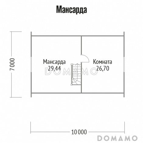 Проект каркасного дома с небольшими габаритами / План мансардного этажа