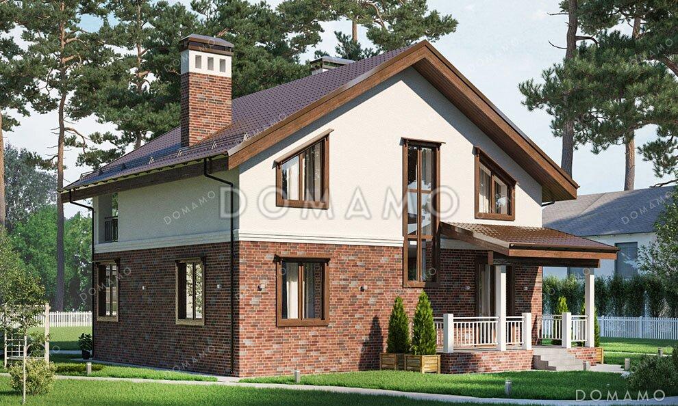 Проект дома с просторной кухней-столовой, загороженным крыльцом и уютным балконом на верхнем этаже / 3