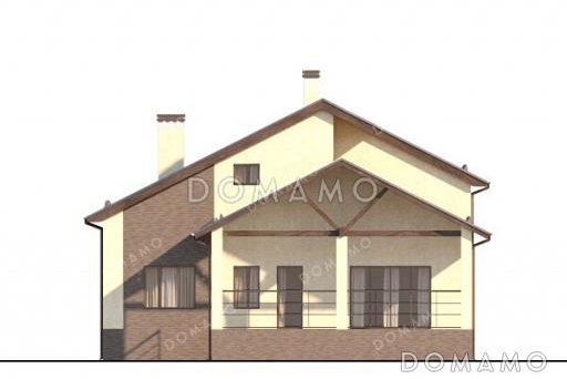 Проект дома с зоной отдыха и спортзалом в подвале, 3 спальнями и вместительной кладовой / Фасад 1