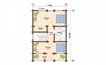 Проект дома из клееного бруса с гаражом и бассейном / План мансардного этажа