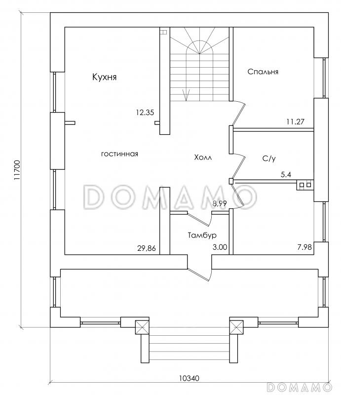 Проект классического двухэтажного дома с террасой и большим балконом / План #1