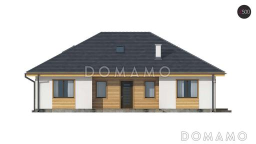 Проект одноэтажного дома из кирпича с тремя спальнями и с возможностью обустройства мансарды / Фасад 1