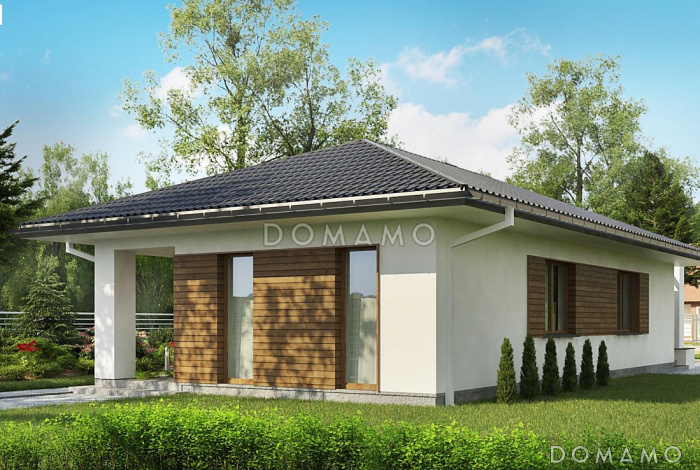 Проект компактного одноэтажного дома из кирпича для небольшой семьи Проект компактного одноэтажного дома из кирпича для небольшой семьи