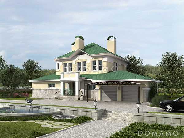 Проект большого дома с гаражом на две машины Проект большого дома с гаражом на две машины