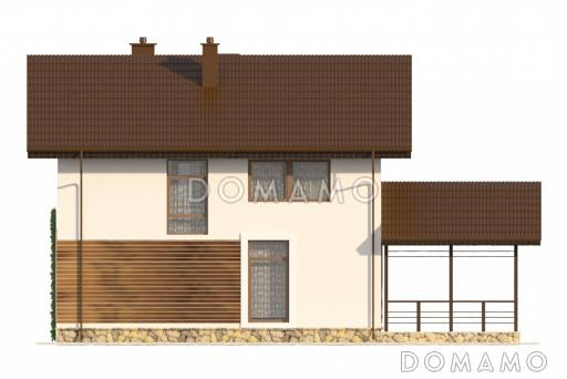 Проект компактного белого коттеджа с террасой и большим балконом / Фасад 2