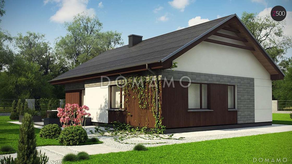 Проект небольшого уютного одноэтажного дома из кирпича с тремя спальнями / 3