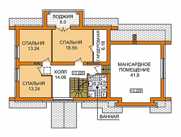Проект дома из пеноблоков с бассейном, спортзалом и небольшой сауной / План мансардного этажа Проект дома из пеноблоков с бассейном, спортзалом и небольшой сауной / План мансардного этажа