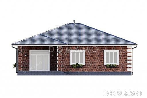 Проект одноэтажного дома в классическом стиле с угловой террасой, большой кухней-гостиной и четырьмя спальнями / Фасад 1