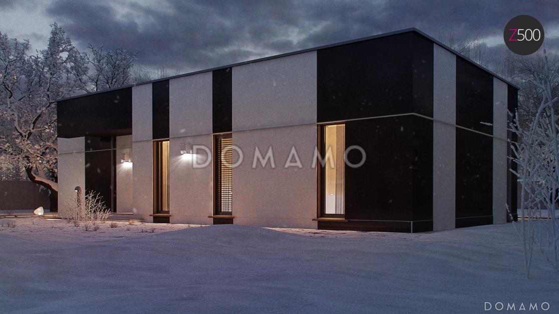 Проект современного одноэтажного дома из газобетона со светлой просторной гостиной и тремя спальнями в стиле хай-тек / 14