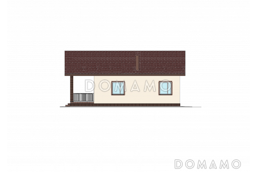 Проект дома из газобетона с террасой, кухней-столовой, кладовой / Фасад 2