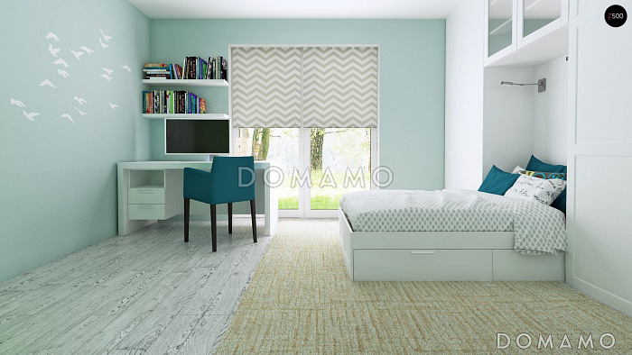 Проект квадратного одноэтажного дома из кирпича с четырьмя комнатами и гаражом для большой семьи Проект квадратного одноэтажного дома из кирпича с четырьмя комнатами и гаражом для большой семьи