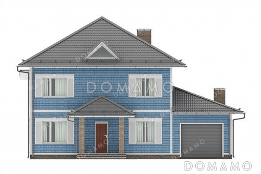 Проект двухэтажного дома с террасой и гаражом / Фасад 2