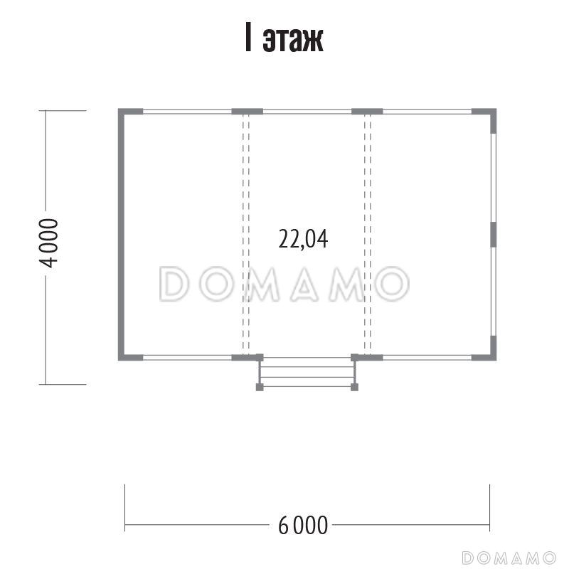 Проект каркасной беседки 6х4 / План 1 этажа