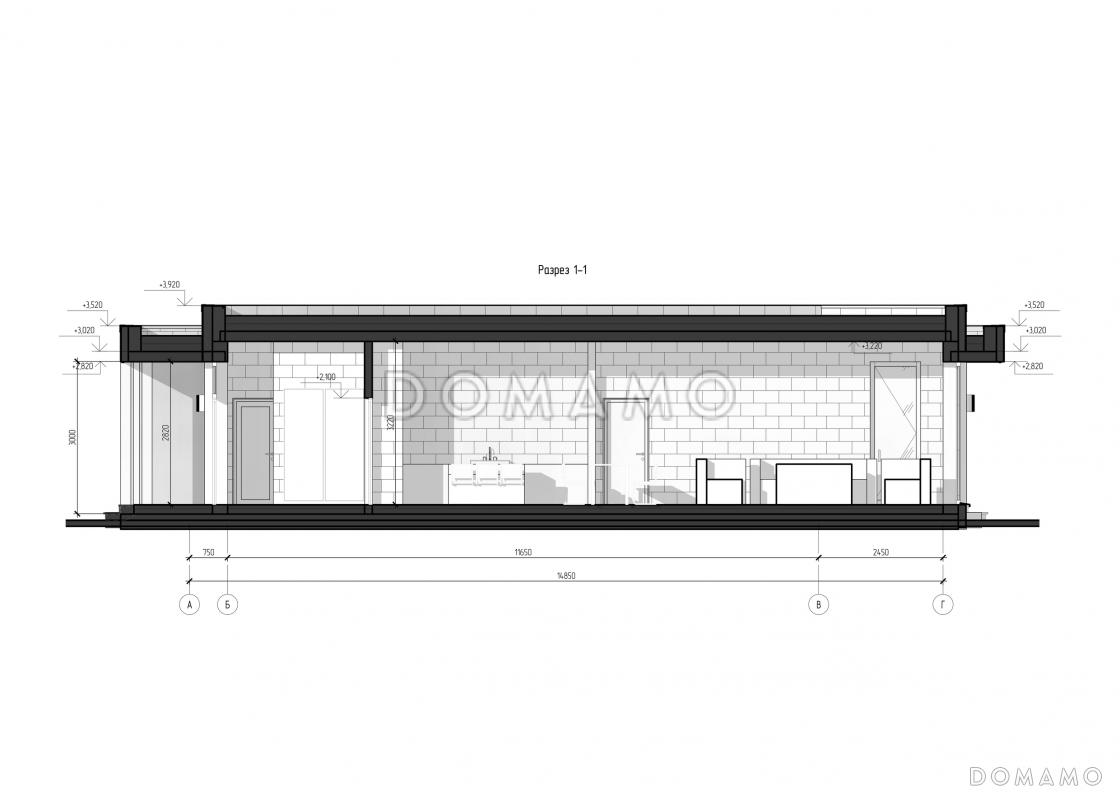 Проект одноэтажного дома с мастер-спальней, просторной кухней-гостиной и блоком с тремя спальнями / 5