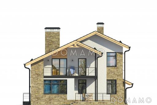 Загородный дом с кухней-столовой, сауной, спальней на первом этаже, террасой / Фасад 2