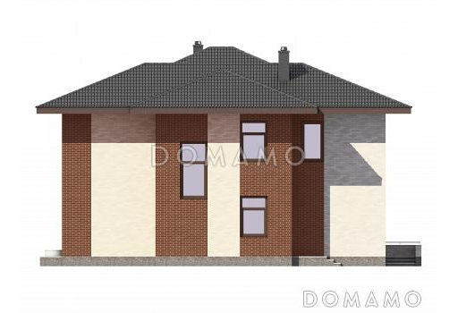 Проект двухэтажного дома из газобетона с просторной гардеробной / Фасад 4