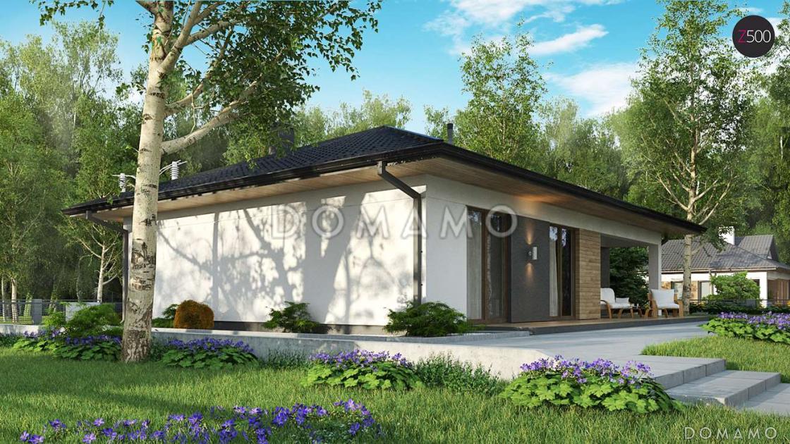 Проект современного одноэтажного дома из газобетона с разделением дневной зоны и зоны отдыха / 5