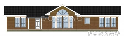 Проект одноэтажного кирпичного дома с сауной / Фасад 1