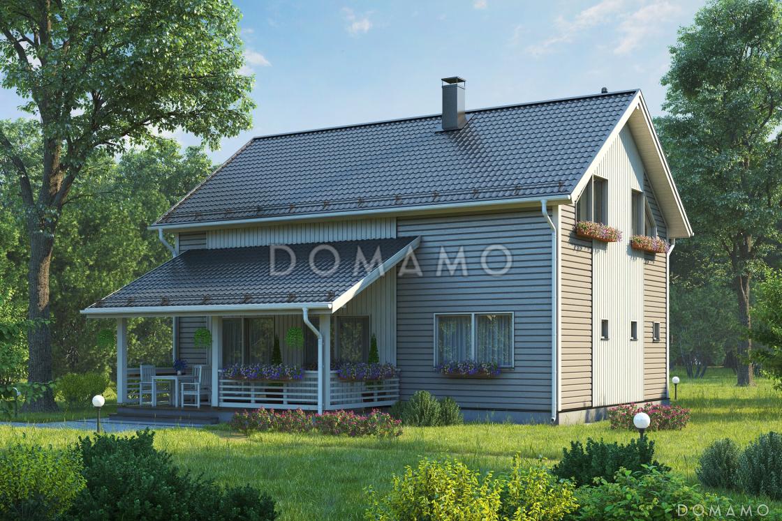 Проект скандинавского дома из газобетона с 4 спальнями, гостиной и крытой террасой / 8