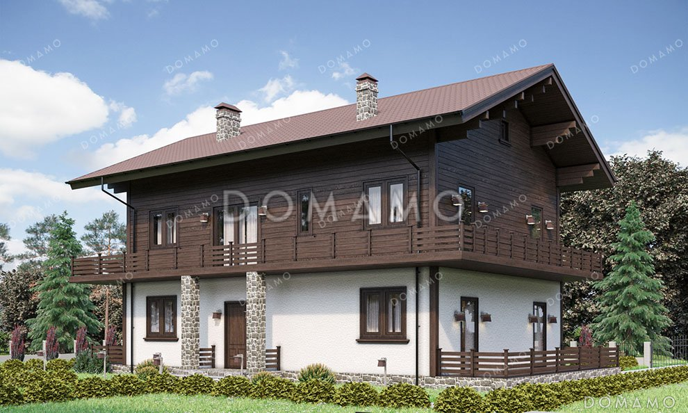 Проект дома с террасой и четырьмя спальнями / 2