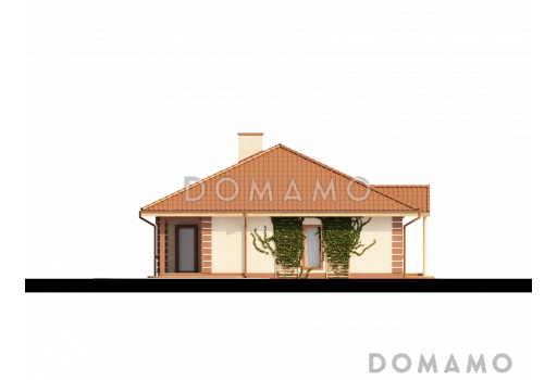 Проект просторного одноэтажного дома из кирпича с гаражом тремя спальнями / Фасад 4