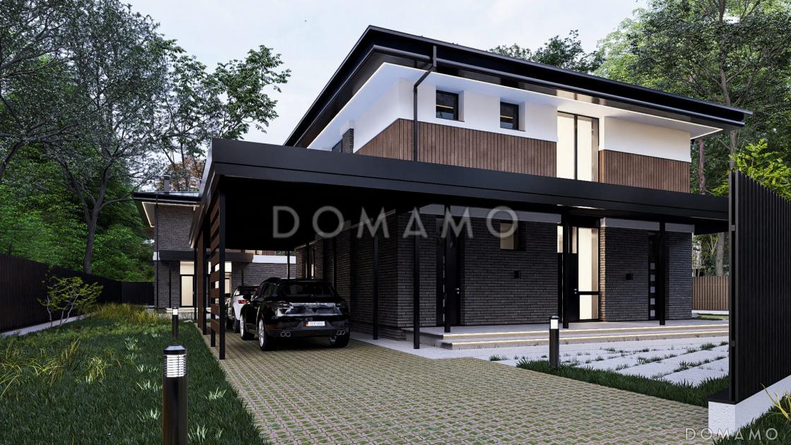 Проект двухэтажного дома с мастер-спальней, балконом и большой крытой террасой / 5