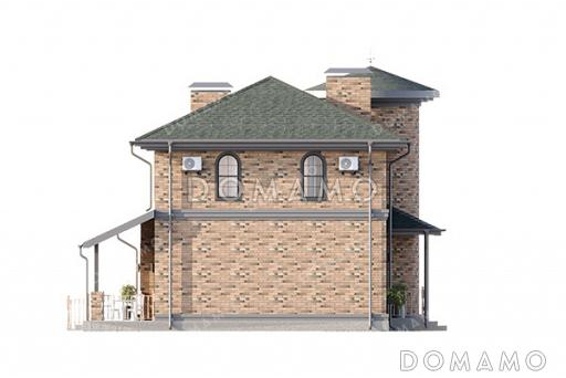 Проект двухэтажного дома с башней в замковом стиле, большим подвалом и продуманными планировочными решениями / Фасад 3