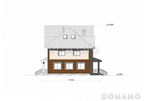 Проект коттеджа с большой гостиной / Фасад 1