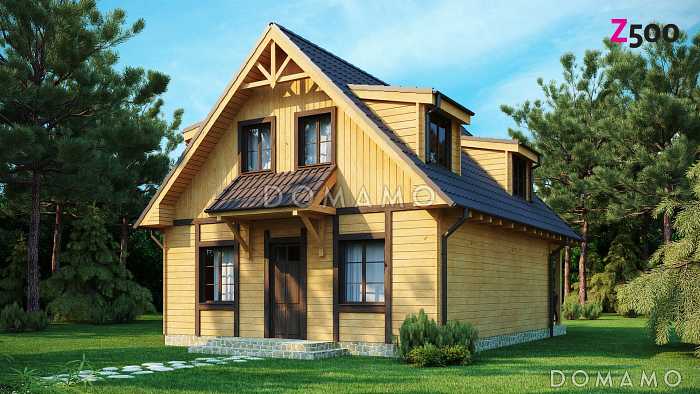 Проект компактного одноэтажного мансардного дома из кирпича с барбекю на крытой террасе Проект компактного одноэтажного мансардного дома из кирпича с барбекю на крытой террасе