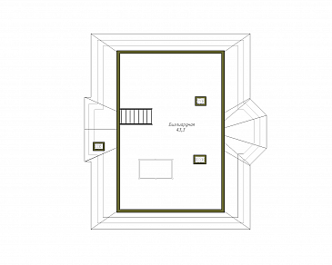 Проект дома из пенобетона без гаража / План мансардного этажа