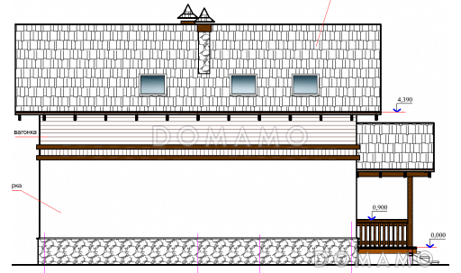 Проект небольшого каркасного дачного дома с утеплением  / Фасад 3