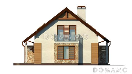 Проект одноэтажного дома из газобетона с жилым мансардным этажом и гаражом  / Фасад 4