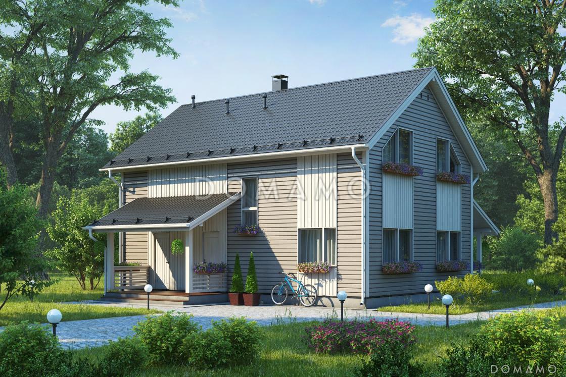 Проект скандинавского дома из газобетона с 4 спальнями, гостиной и крытой террасой / 9