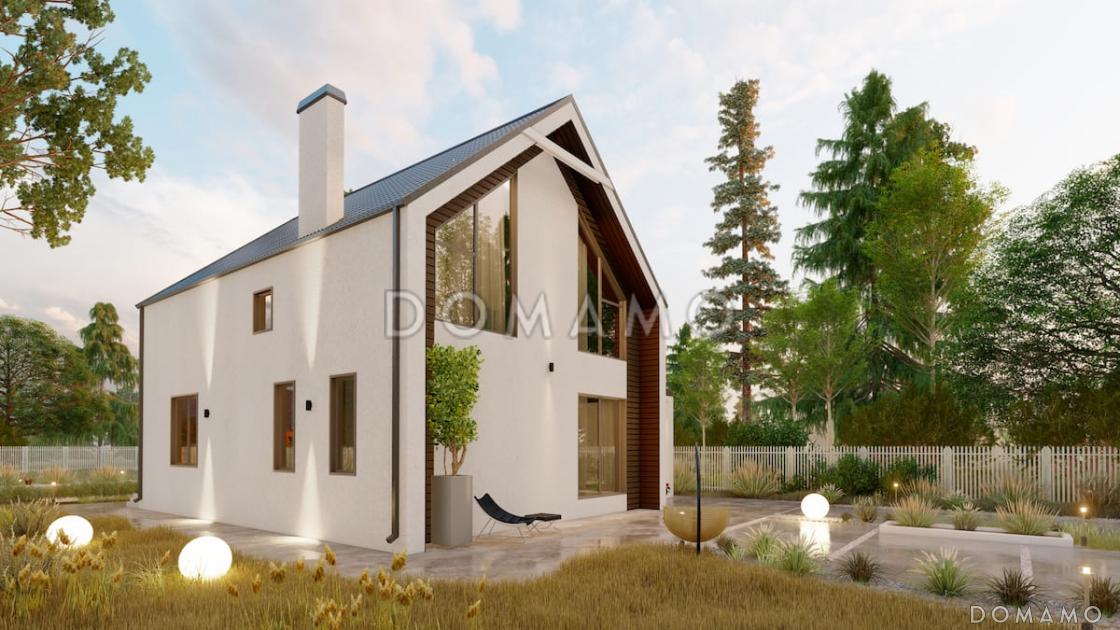 Проект двухэтажного дома в стиле барнхаус с 4 спальнями, вторым светом, крытой террасой и автонавесом / 2