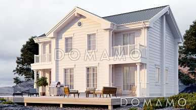 Проект изумительного белого цвета дома из клееного бруса