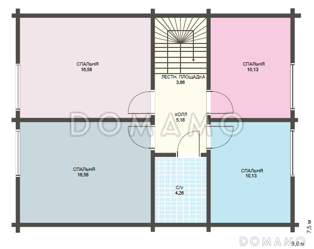 Проект небольшого дома с четырьмя спальнями на втором этаже / План мансардного этажа Проект небольшого дома с четырьмя спальнями на втором этаже / План мансардного этажа
