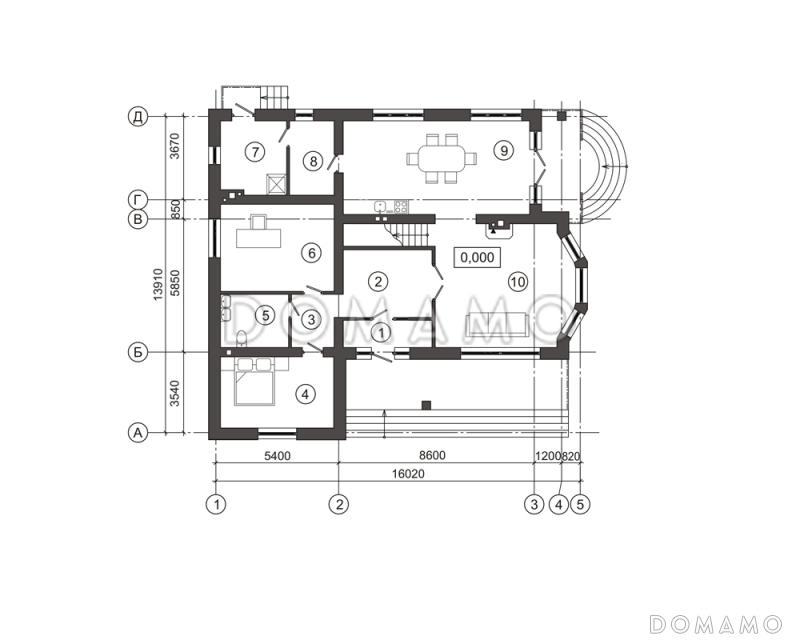 Проект загородного дома / План 1 этажа