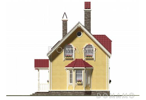 Проект экономичного дома из бруса / Фасад 3