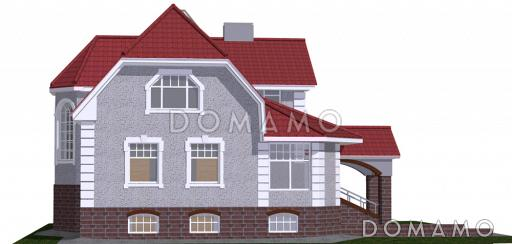 Проект двухэтажного коттеджа с остеклённой верандой / Фасад 4