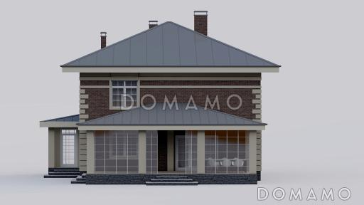 Проект двухэтажного дома с кабинетом, террасой и четырьмя спальнями / Фасад 1