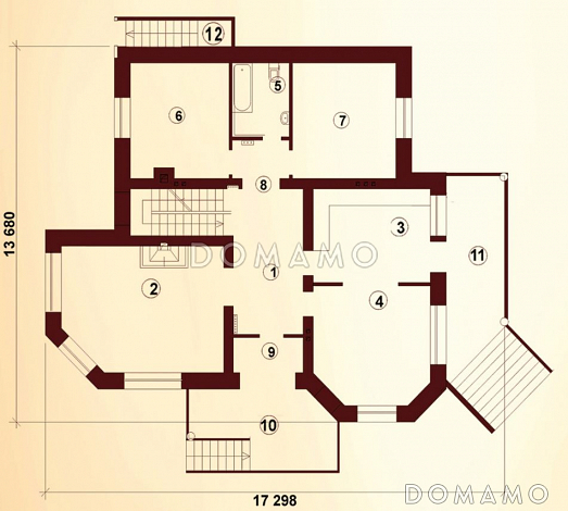 Проект двухэтажного дома с сауной, бильярдной и тренажерным залом / План 1 этажа Проект двухэтажного дома с сауной, бильярдной и тренажерным залом / План 1 этажа