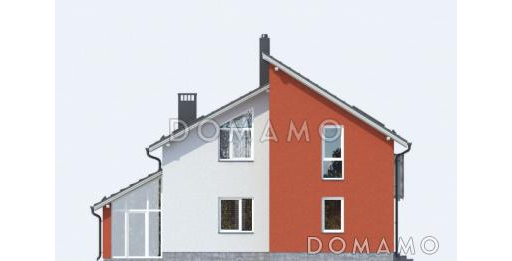 Проект дома из панелей SIP с четырьмя просторными спальными комнатами на мансардном этаже / Фасад 2