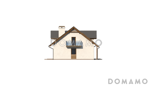 Проект одноэтажного дома из газобетона с четырьмя спальнями и кабинетом на мансардном этаже и встроенным гаражом / Фасад 2