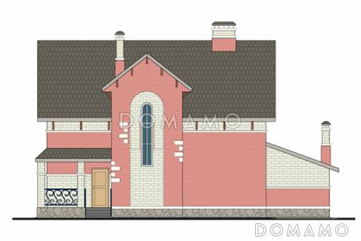 Проект кирпичного дома с пристроенным боксом на одну машину / Фасад 3