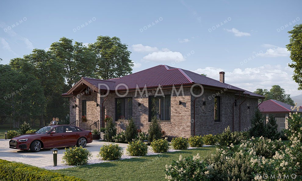 Проект одноэтажного дома с просторным холлом и террасой / 2