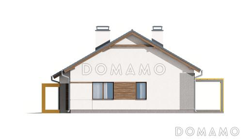 Проект одноэтажного дома из кирпича с большой гостиной, тремя спальнями и гаражом / Фасад 2