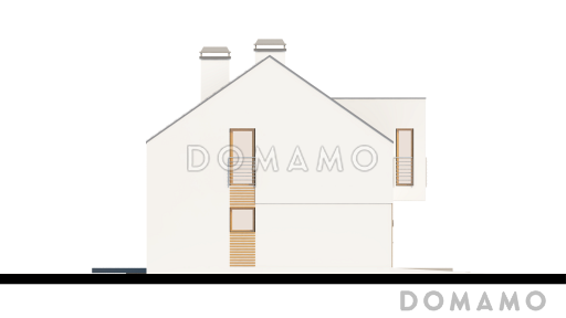 Проект одноэтажного мансардного дома из газобетона с прямоугольным выступом на втором уровне / Фасад 1